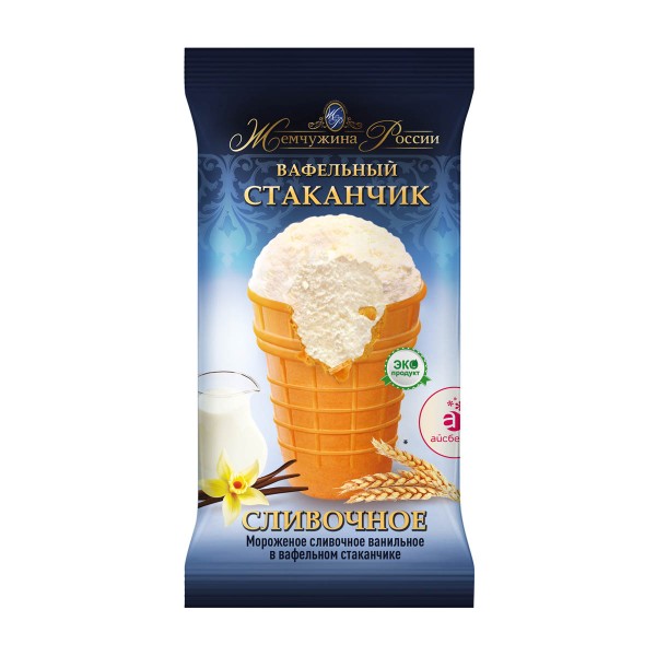 Мороженое стаканчик Жемчужина России сливочное ванильное Айсберри 90г БЗМЖ