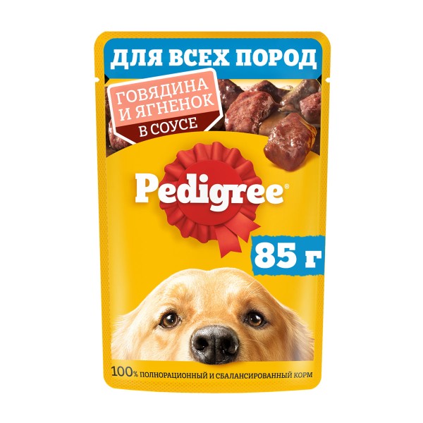 Корм Pedigree для взрослых собак 85гр с говядиной и ягненком в соусе