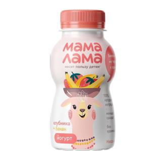 Йогурт Мама Лама питьевой 2,5% 200г клубника и банан БЗМЖ