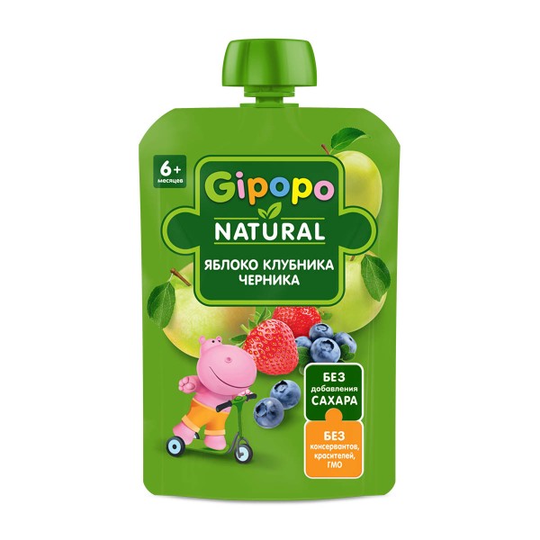 Пюре яблоко, клубника, черника Gipopo 90г