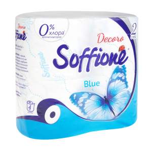 Бумага туалетная Soffione Decoro Blue 2 слоя 4 рулона