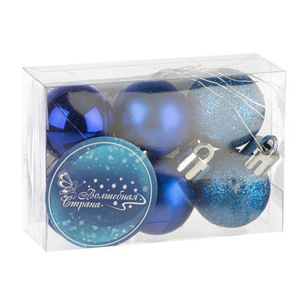 Набор шаров Микс фактур синий 3см 6 штук Волшебная страна