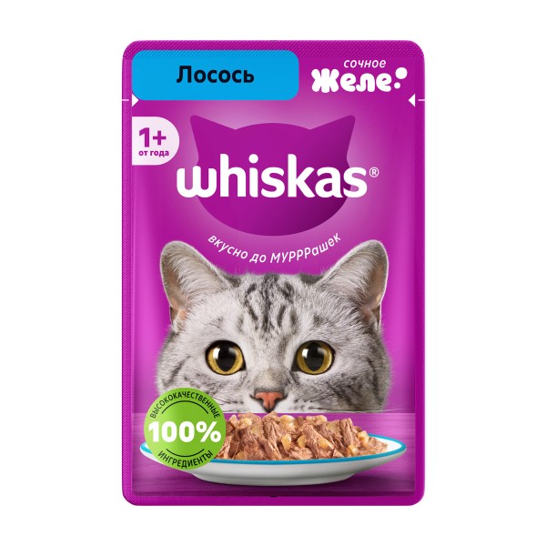 Корм для кошек Whiskas 75г желе с лососем