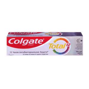 Зубная паста Colgate Total 12 Чистая мята с цинком и аргинином для комплексной антибактериальной защиты всей полости рта в течение 12 часов 75 мл
