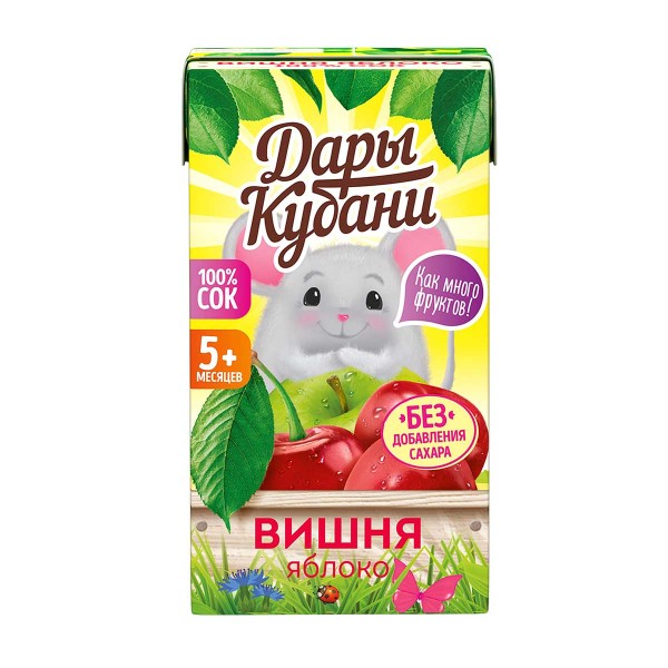 Сок детский Дары Кубани яблочно-вишневый осветленный 125мл