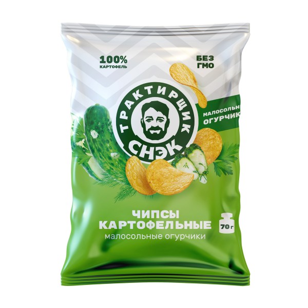 Чипсы картофельные со вкусом малосольных огурчиков Трактирщик Снэк 70г
