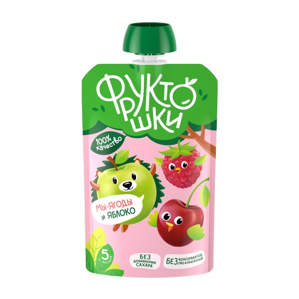 Пюре детское Фруктошки 90г из яблок, черешни, малины и красной смородины