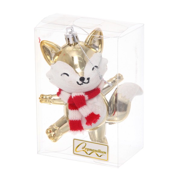 Игрушка елочная Весёлый лисенок 8,8х5,5х13,5см шампань Серпантин