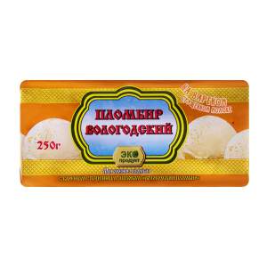 Мороженое брикет пломбир Вологодский 250гр с вареной сгущенкой БЗМЖ