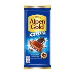 Шоколад Alpen Gold Oreo молочный с начинкой со вкусом ванили и кусочками печенья 90г