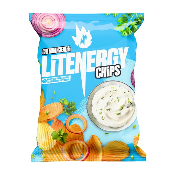 Чипсы Lit Energy рифленые 120г со вкусом сметаны и зелени