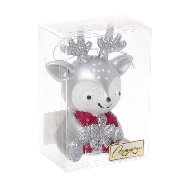 Игрушка Весёлый олененок 8х5,5х11,5см серебро Серпантин