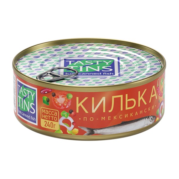 Килька по-мексикански обжаренная с овощами в томатном соусе Tasty tins 240г