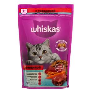 Корм для кошек Whiskas с нежным паштетом сухой 350г говядина для стерилизованных кошек