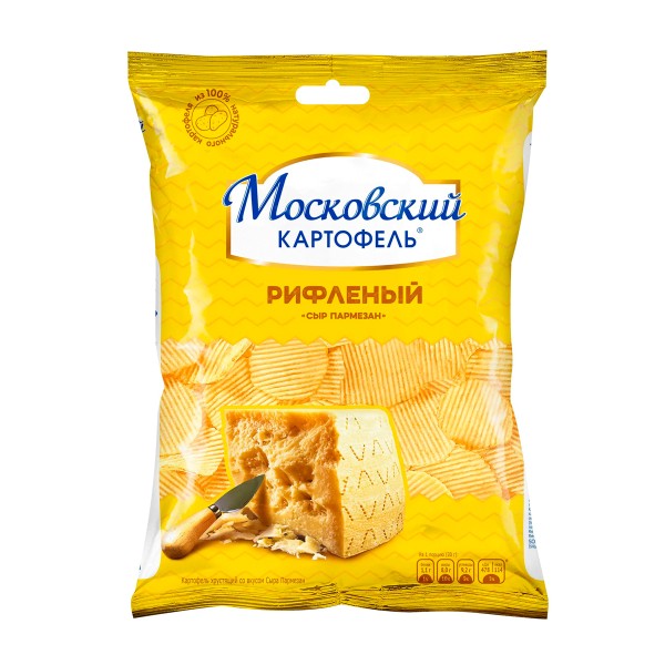 Чипсы рифленые Московский картофель вкус сыра Пармезан 60г