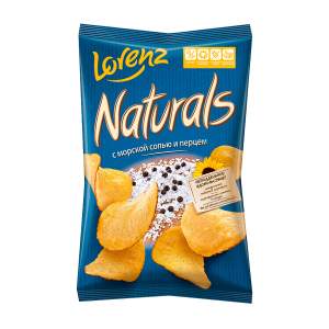 Чипсы картофельные Naturals Lorenz 100г с морской солью и перцем