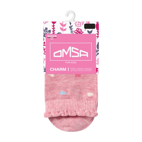 Носки детские Calzino сердечки Omsa kids rosa melange 27-30
