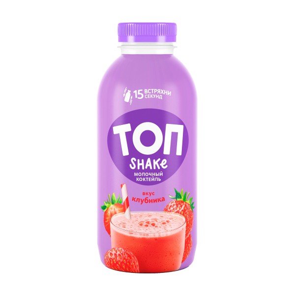Коктейль молочный Топ шейк савушкин продукт 450г 2% со вкусом клубники БЗМЖ