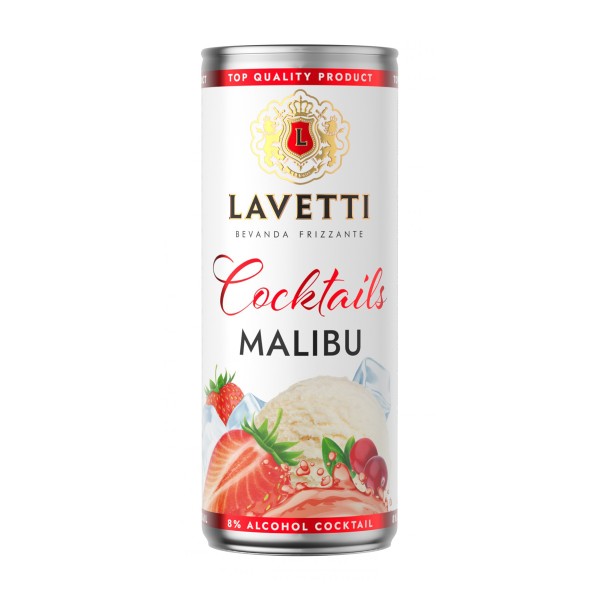 Напиток виноградосодержащий Lavetti Coctails Malibu сладкий газированный 0,25л 8%