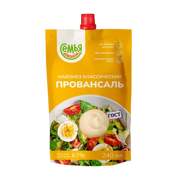 Майонез Провансаль классический 67% Семья довольна 215г