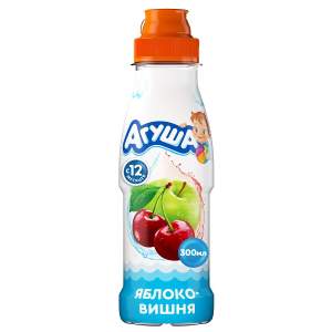Вода питьевая детская с соком негазированная Агуша 0,3л яблоко вишня