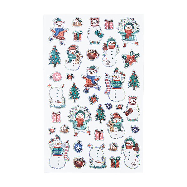 Набор наклеек новогодних цветной 15х24см снеговички