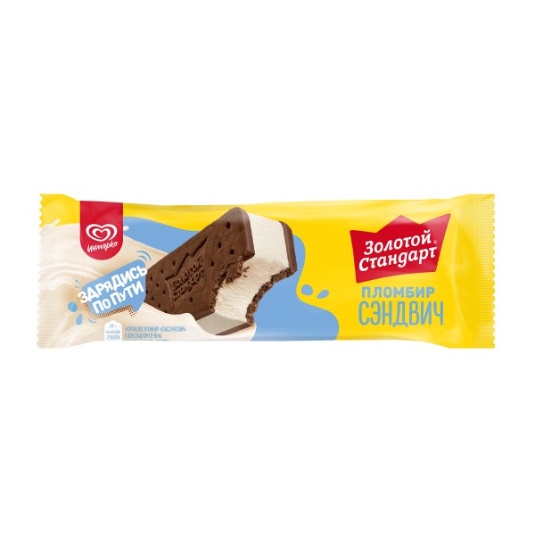 Мороженое сэндвич Золотой стандарт пломбир в шоколадном печенье 69г БЗМЖ