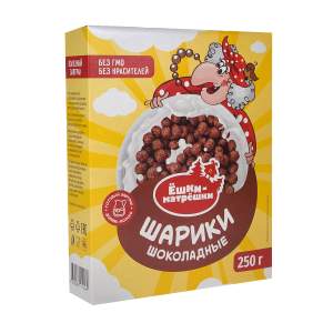 Сухие завтраки Ёшки-матрёшки шарики глазированные шоколадным сиропом 250г