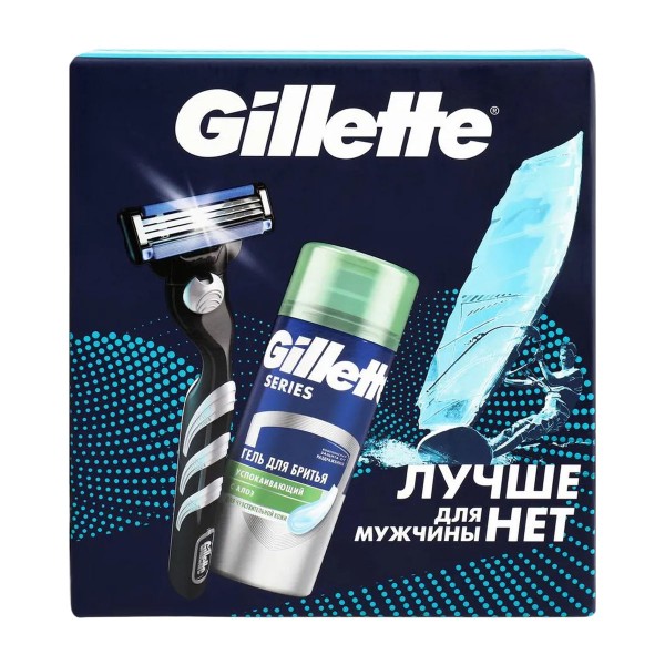 Набор подарочный Gillette: бритва mach3, гель для бритья 75мл