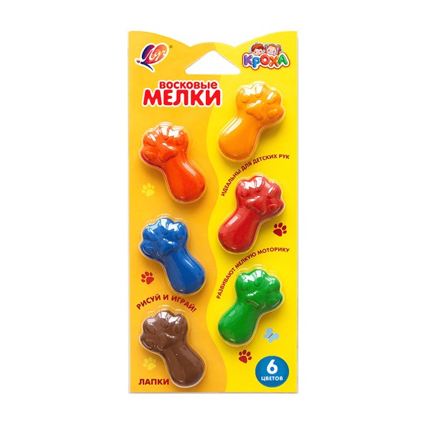 Мелки восковые Кроха Лапки 6 цветов Луч