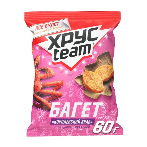 Сухарики Хрусteam Багет 60г королевский краб