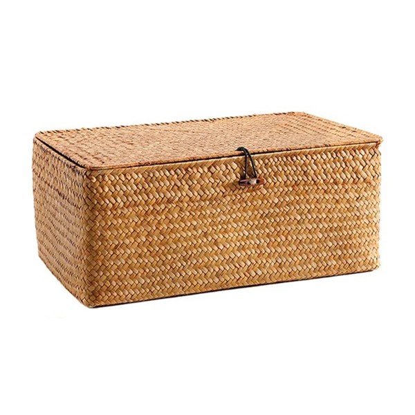 Корзина для хранения плетеная с крышкой 23x13x9см