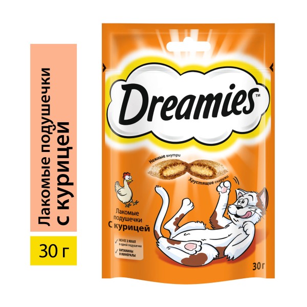 Лакомство Dreamies 30г для кошек с курицей