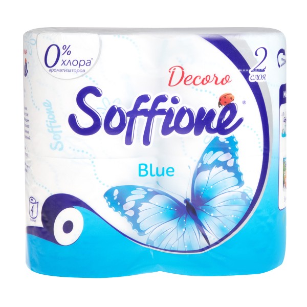 Бумага туалетная Soffione Decoro Blue 2 слоя 4 рулона