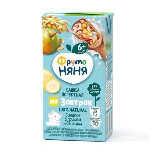Каша молочная жидкая Фрутоняня 0,2л йогуртная 5 злаков с бананом и грушей БЗМЖ