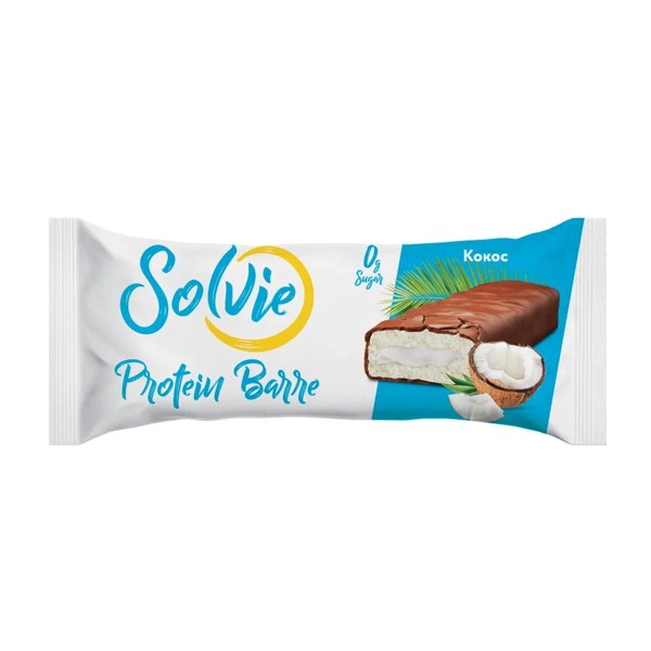 Батончик Protein Barre в глазури без сахара Solvie 50г кокос