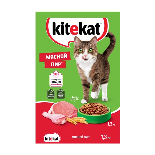 Корм для кошек Kitekat 1,3кг мясной пир