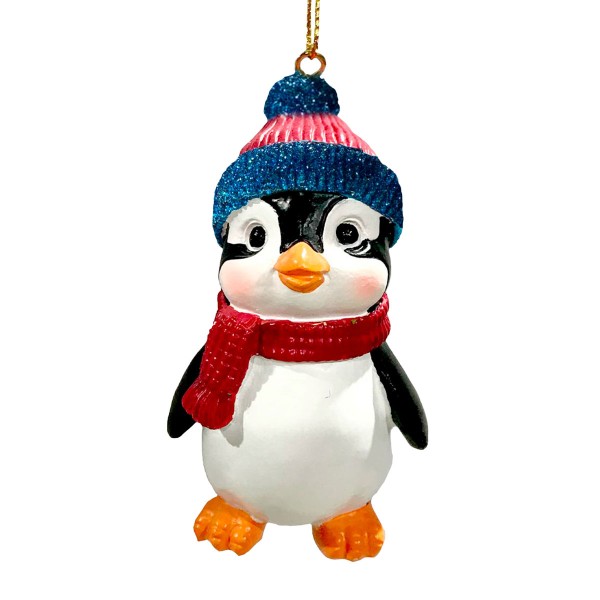 Украшение подвесное из полирезины Пингвин в шапочке 3,5x7,5x4,5см Magic Time