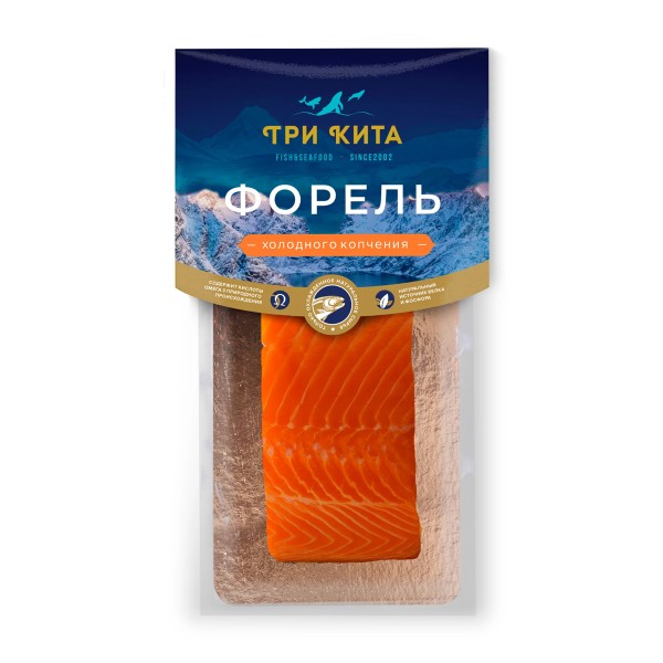 Форель холодного копчения филе-кусок Три кита 150г
