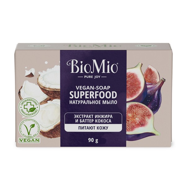Мыло туалетное натуральное BioMio Bio-Soap 90г инжир и кокос