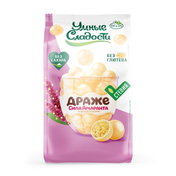 Драже Умные сладости амарантовые 50г в белой глазури