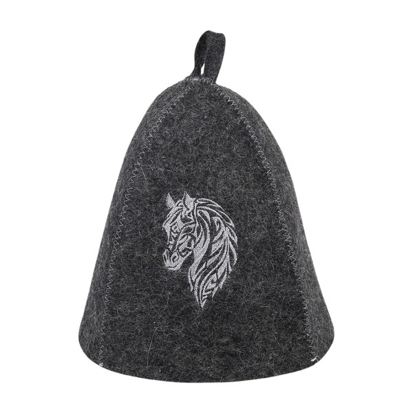 Шапка банная Белый конь войлок серый ГлавБаня