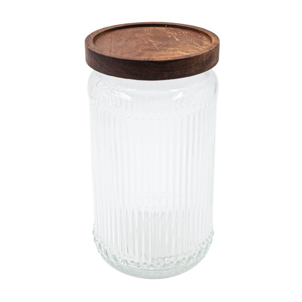 Банка для хранения Рельеф с деревянной крышкой 1000мл