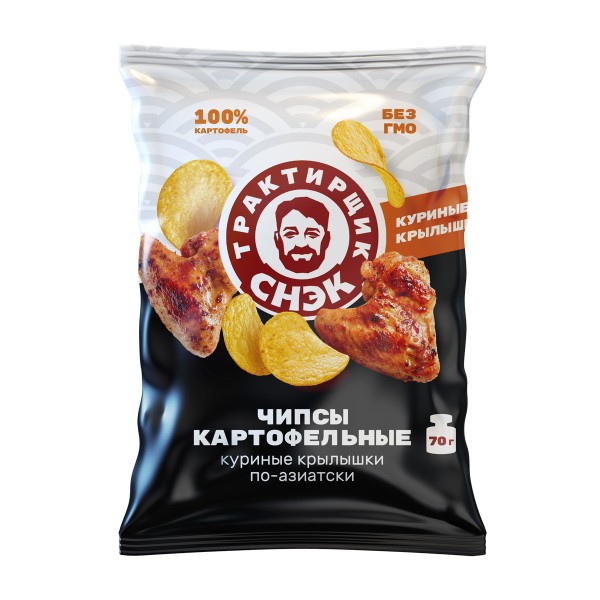 Чипсы картофельные со вкусом куриных крылышек по-азиатски Трактирщик Снэк 70г