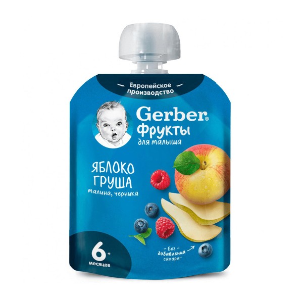 Пюре детское Gerber 90г яблоко груша малина черника