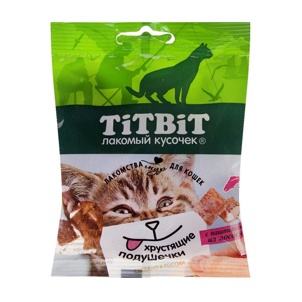 Лакомство для кошек Подушечки с паштетом из лосося Titbit 30г