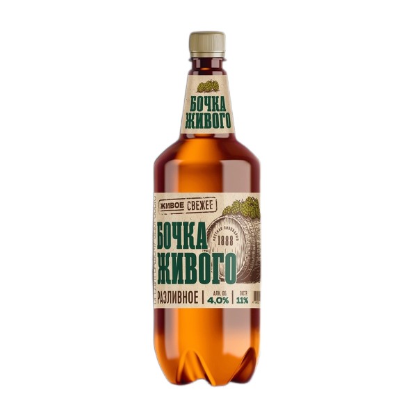 Пиво светлое Бочка живого разливное 4% Трехсосенский 1,15л