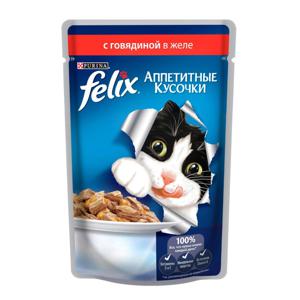 Корм для кошек Аппетитные кусочки Felix 85г с говядиной