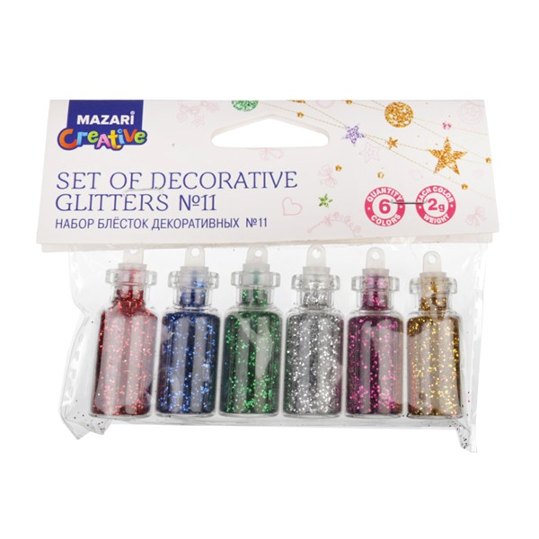 Набор блёсток декоративных № 11 6 цветовх2г Mazari