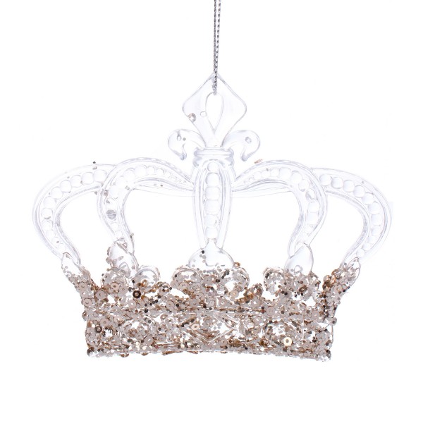 Подвеска Королевская корона 10х12см белый/золотой Серпантин